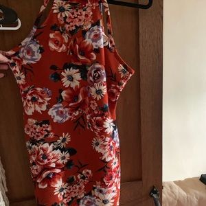 Orange flowered Cut out mini dress